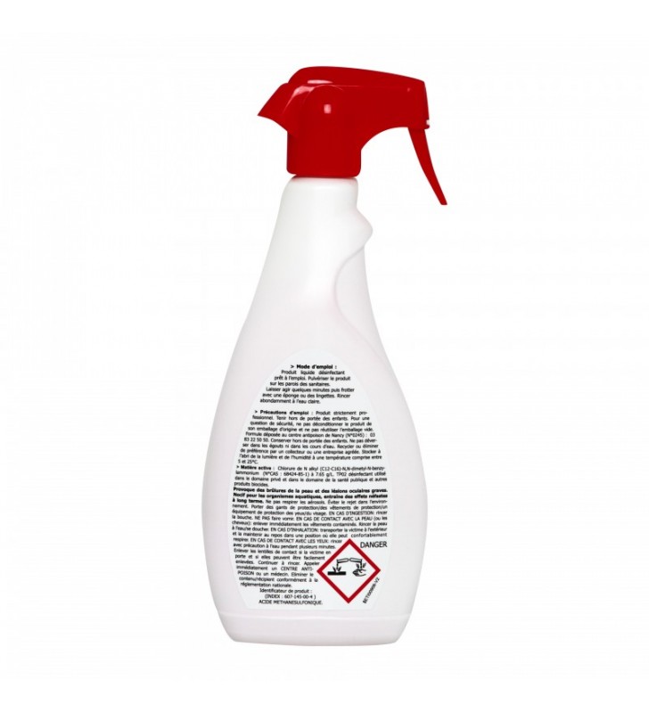 Désinfectant détartrant pour sanitaires Ecolabel - spray de 750 ml