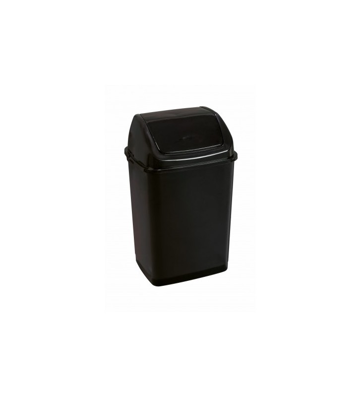 Poubelle plastique recyclé noire à couvercle basculant 35L